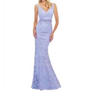 Montage by Mon Cheri Purple V-Neck Sleeveless Prom Gown